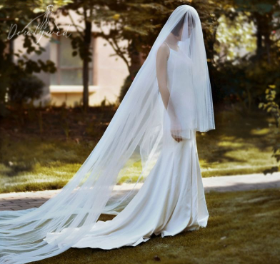 2-Tiered Plain Veil with Comb - Extra Wide