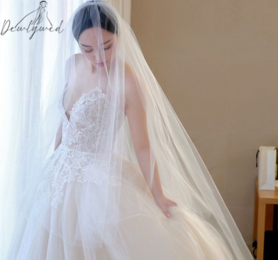 2-Tiered Plain Veil with Comb - Extra Wide