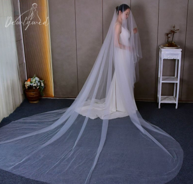 2-Tiered Plain Veil with Comb - Extra Wide